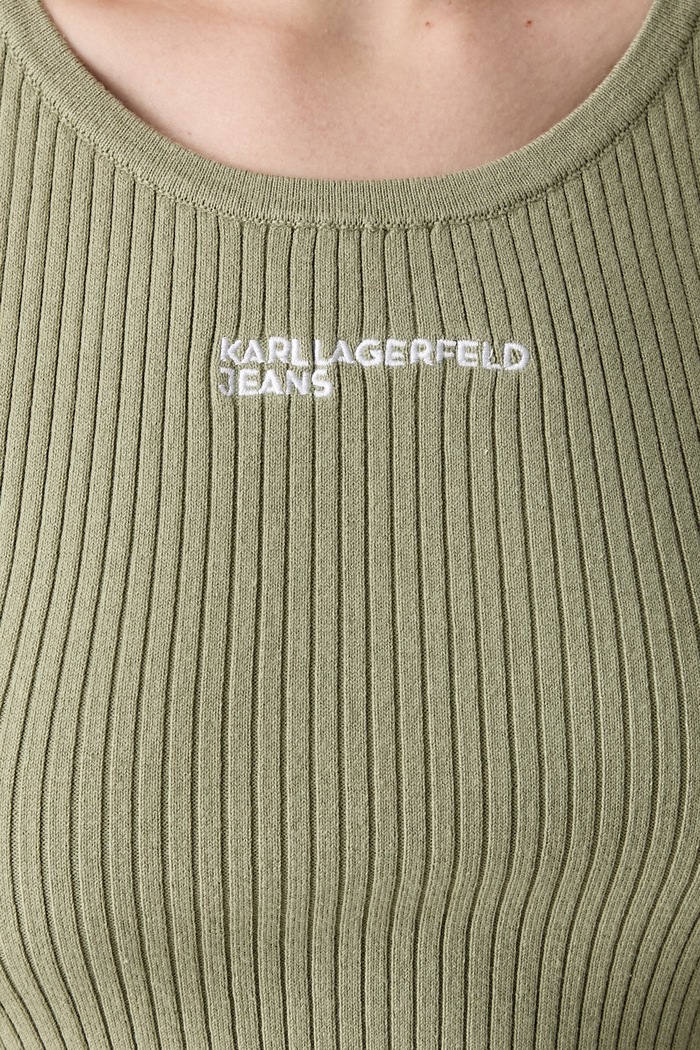 Karl Lagerfeld Jeans crop top damski z bawełną B1W18024 zielony