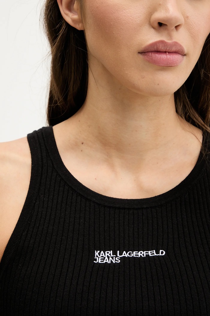 Karl Lagerfeld Jeans crop top pentru femei cu bumbac B1W18024 negru