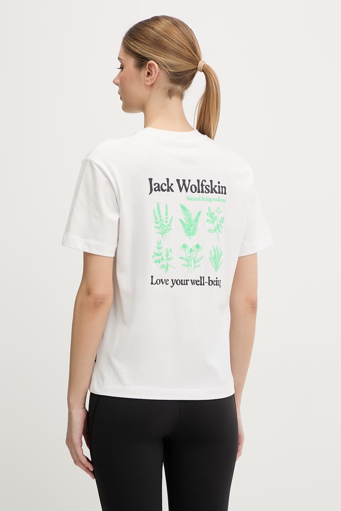 Îmbrăcăminte Jack Wolfskin tricou pentru femei, din bumbac Curious A65755 alb