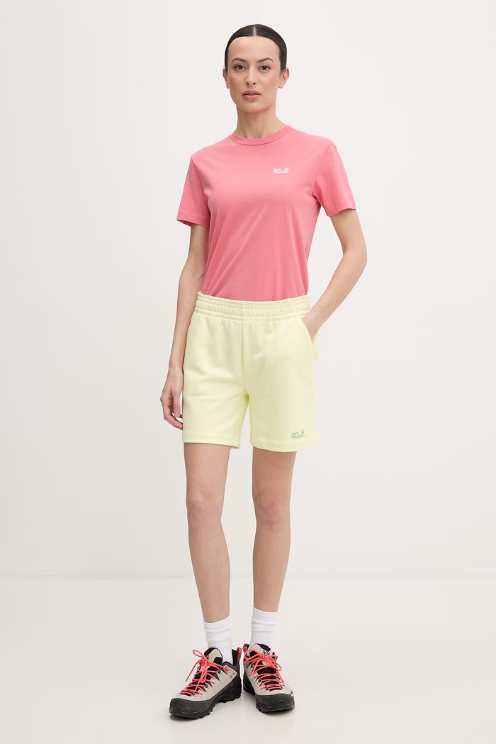 Jack Wolfskin t-shirt damski bawełniany Essential A65757 różowy SS26
