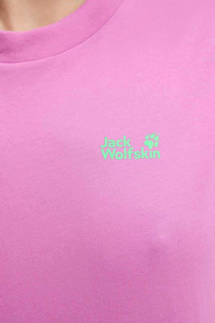 Jack Wolfskin tricou pentru femei, din bumbac Celebrate The Paw A65913 roz