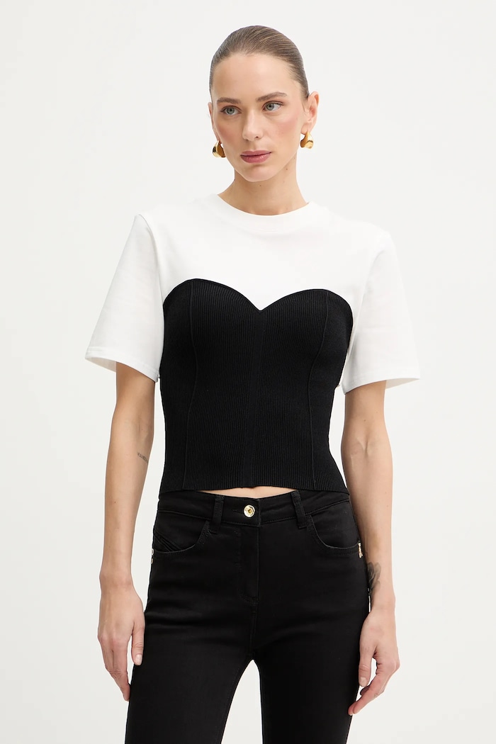 Patrizia Pepe t-shirt elasztánnal fehér 8K0385.K081