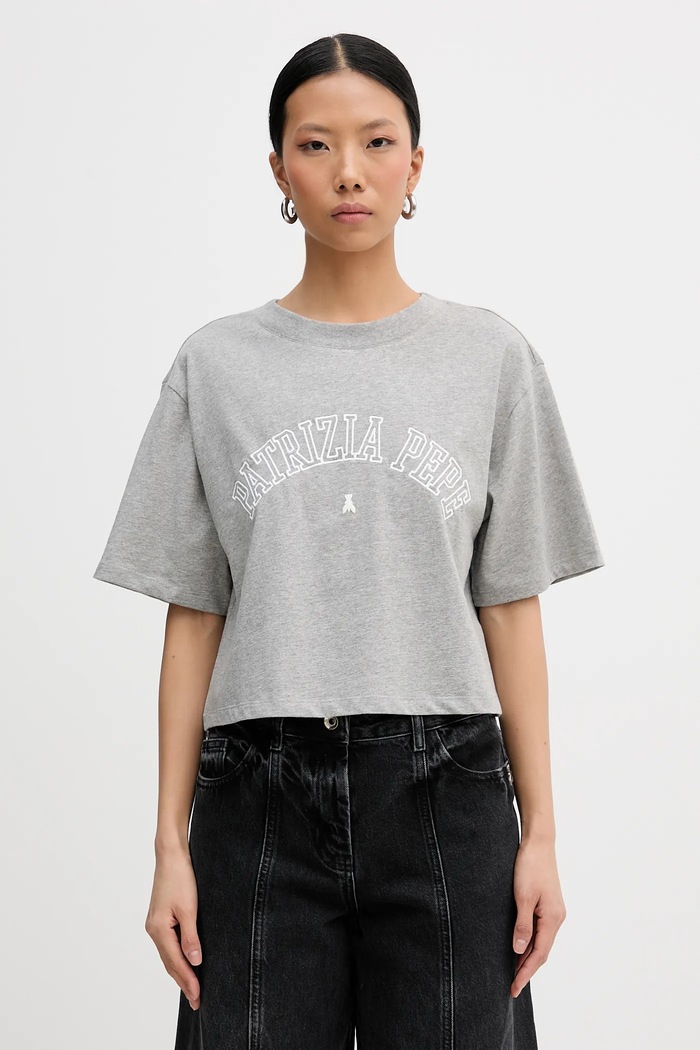 Patrizia Pepe t-shirt bawełniany bawełna szary 8M1798.J387