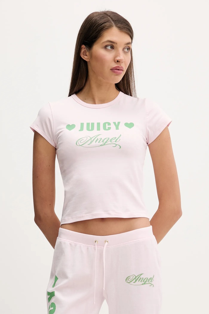 Μπλουζάκι Juicy Couture Angel με ελαστάν ροζ JCNCT126461
