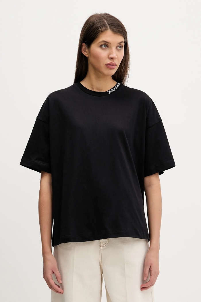Juicy Couture tricou din bumbac print negru JCTES09