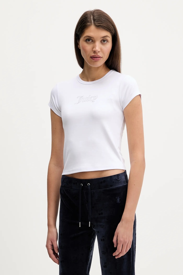Μπλουζάκι Juicy Couture με ελαστάν λευκό JCWCT126301