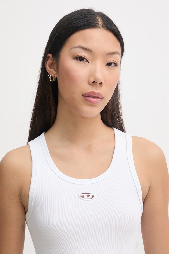 Diesel top pentru femei, din bumbac cu elastan T-ANKY-TAIL alb A21019.0EJAI