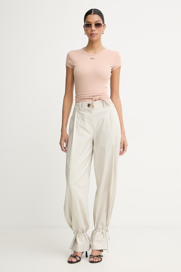 Diesel crop top pentru femei, din bumbac T-BUNNY-TAIL-S1 A21197.0EJAI bej SS26