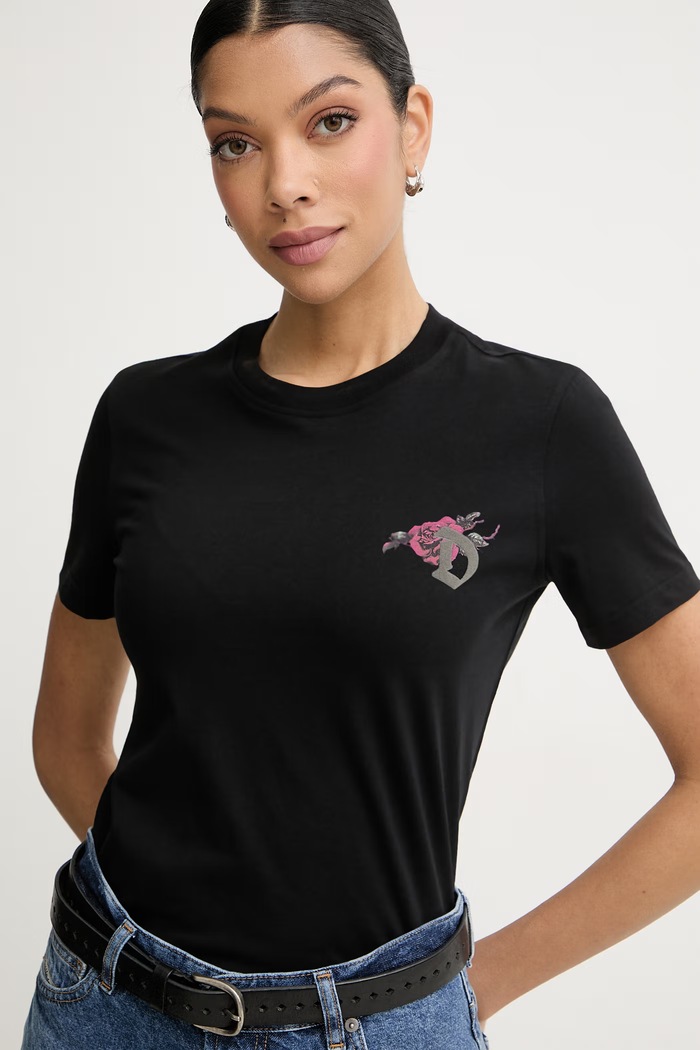 Diesel tricou pentru femei, din bumbac T-REG-S1 negru A22488.0JMBD