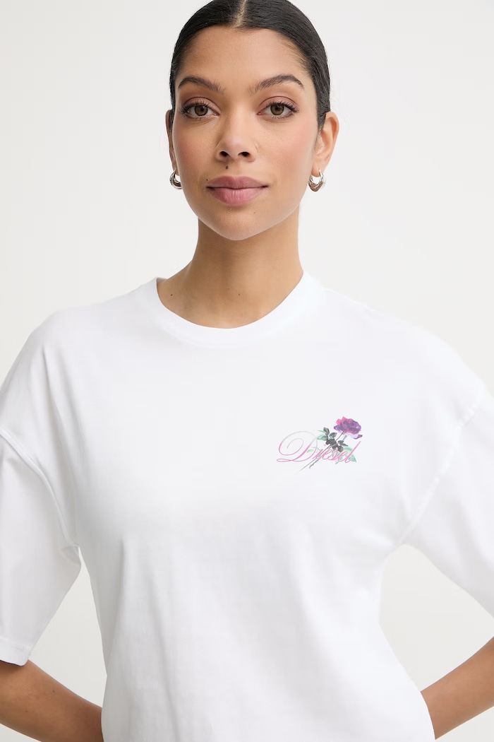 Diesel crop top pentru femei, din bumbac T-CROPYN alb A22507.0JMBD