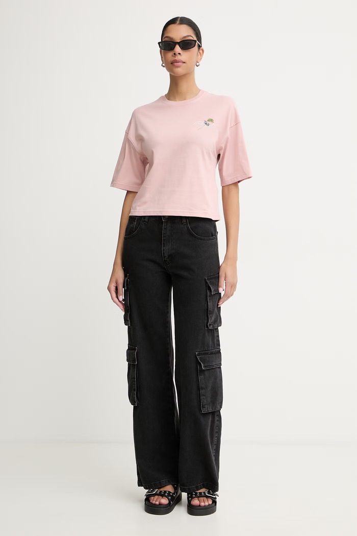 Diesel crop top pentru femei, din bumbac T-CROPYN A22507.0JMBD roz SS26