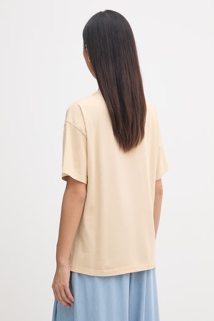 Ρούχα ERMANNO Firenze basic t-shirt γυναικείο βαμβακερό D48EL009EE3 μπεζ
