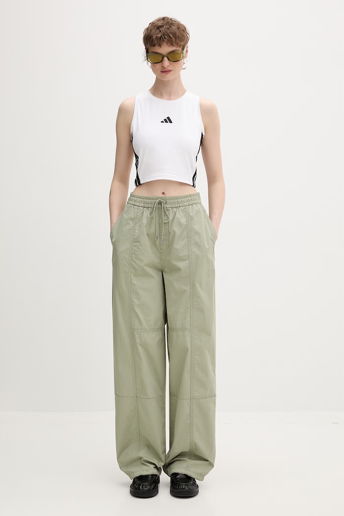 adidas crop top pentru femei, din bumbac cu elastan Essentials JZ6876 alb SS26