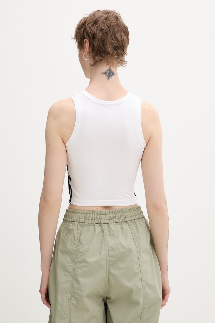 Îmbrăcăminte adidas crop top pentru femei, din bumbac cu elastan Essentials JZ6876 alb