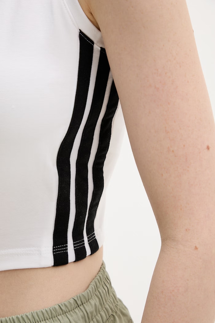 adidas crop top pentru femei, din bumbac cu elastan Essentials JZ6876 alb