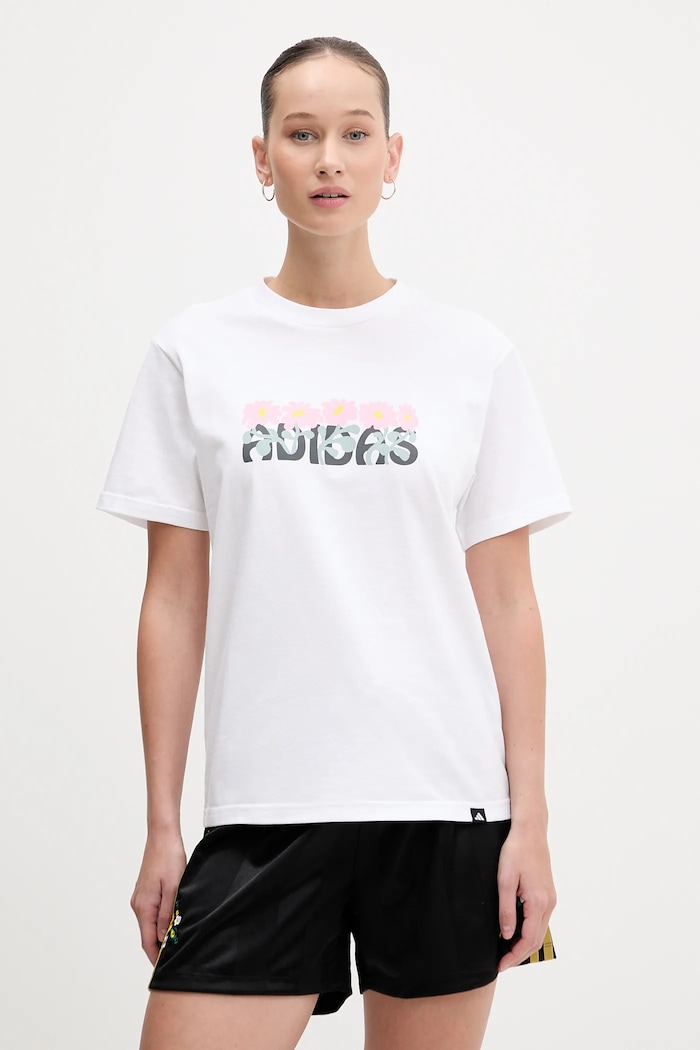 Βαμβακερό μπλουζάκι adidas Soft Side βαμβάκι λευκό KA5097
