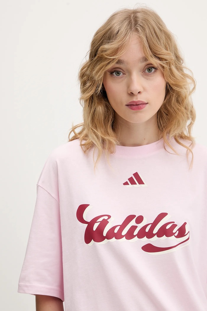 adidas t-shirt bawełniany House of Tiro różowy KB7169