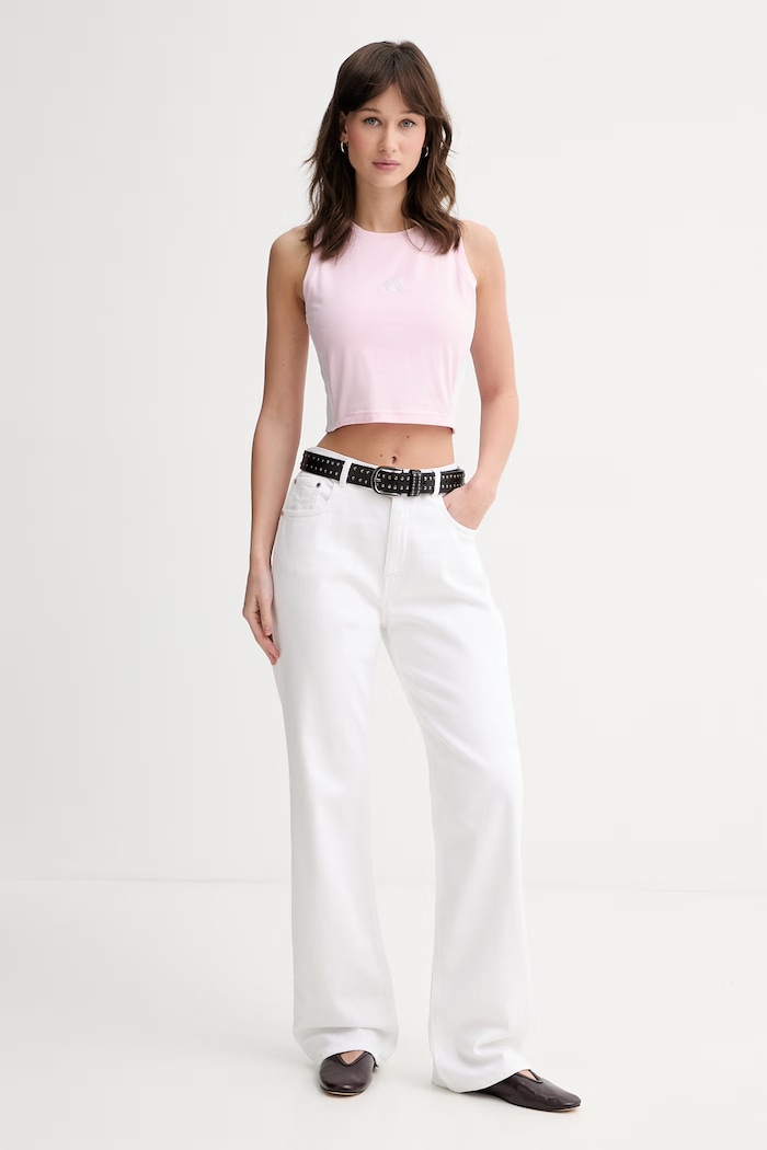 adidas Crop top pentru femei, din bumbac cu elastan KC5182 roz SS26