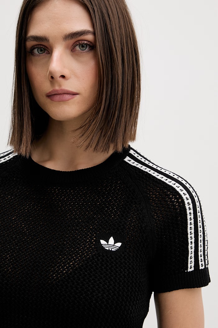 adidas Originals crop top pentru femei Crochet negru KC6481