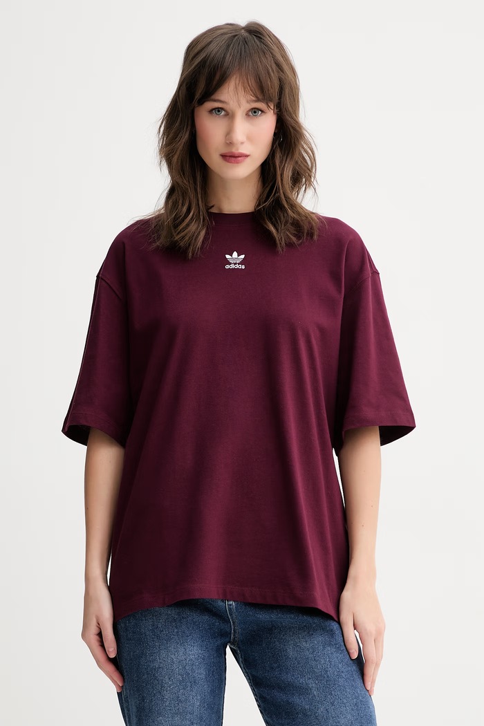 adidas Originals футболка для женщин из хлопка бордо KD1373