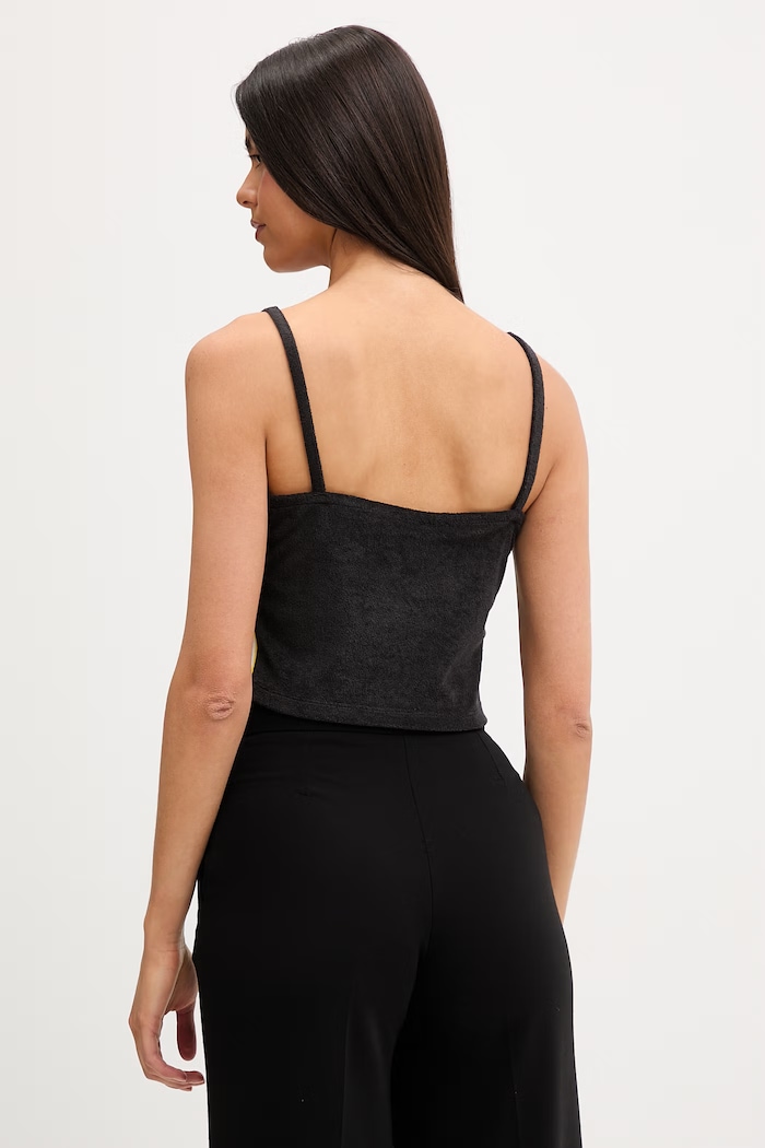 Îmbrăcăminte adidas Originals crop top pentru femei, din bumbac KD1406 negru