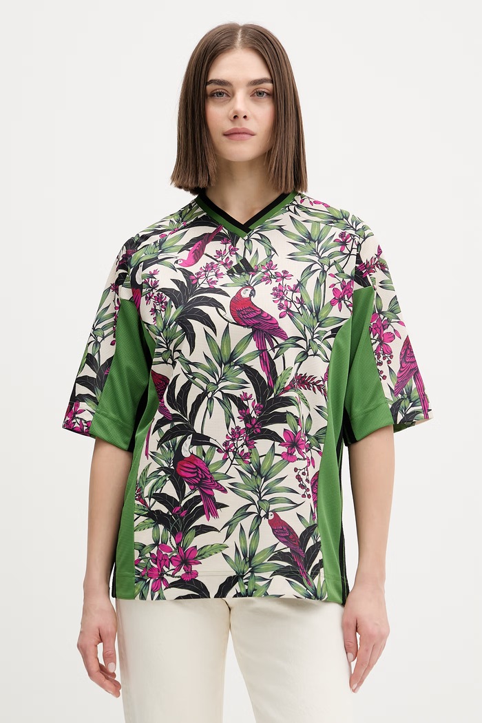 adidas tricou x Farm Rio imprimeu verde KD4628