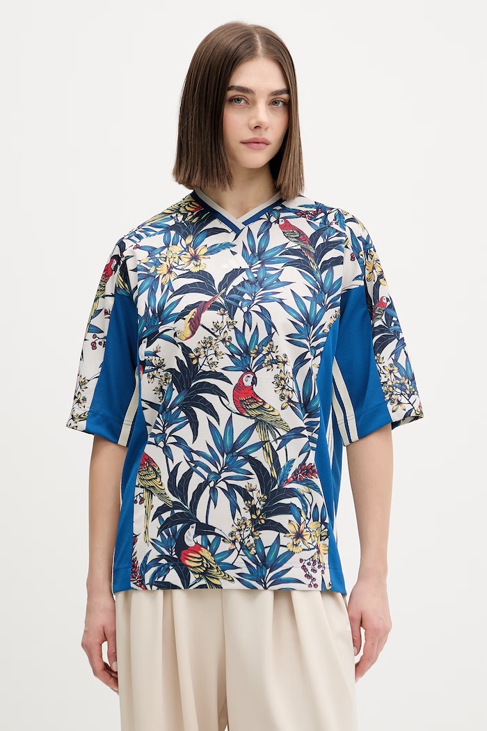 adidas tricou x Farm Rio imprimeu albastru KD4629