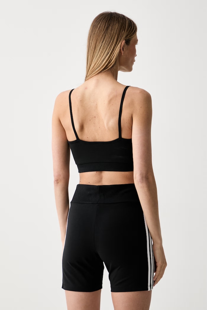 Odzież adidas Originals crop top damski bawełniany z elastanem KD7968 czarny