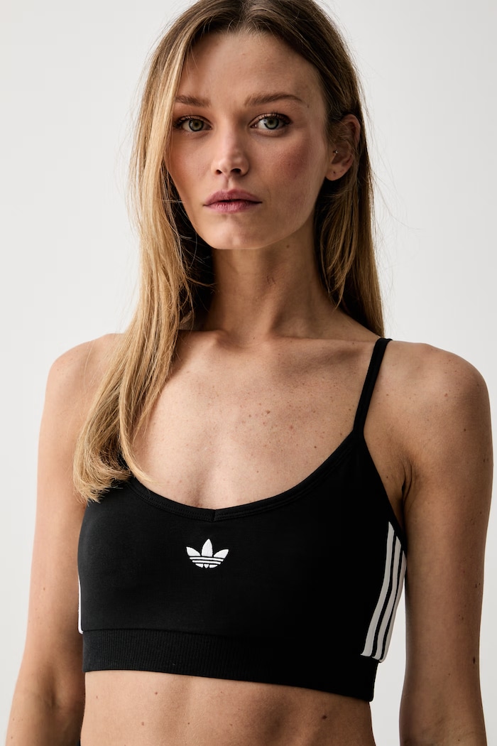 adidas Originals crop top γυναικείο βαμβακερό με ελαστάν μαύρο KD7968