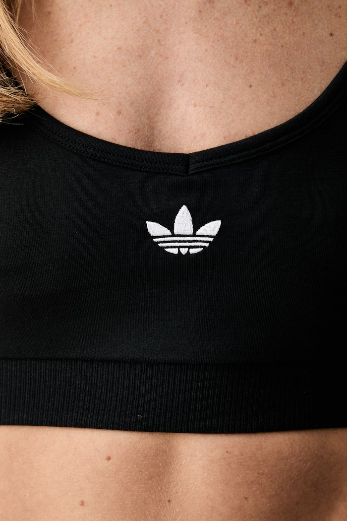 adidas Originals crop top γυναικείο βαμβακερό με ελαστάν KD7968 μαύρο