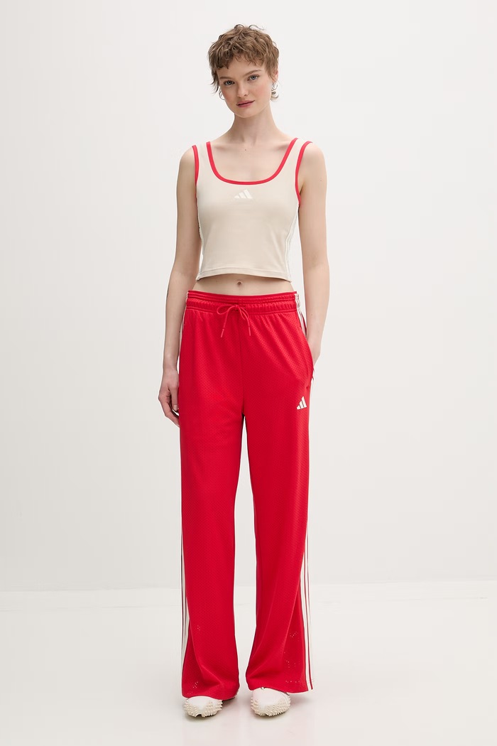 adidas crop top pentru femei, din bumbac cu elastan Stadium KE9575 bej SS26