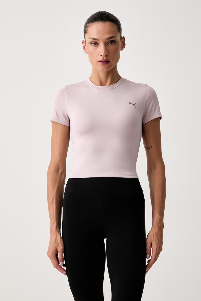Puma t-shirt γυμναστικής γυναικείο Strong Cross ροζ 528494