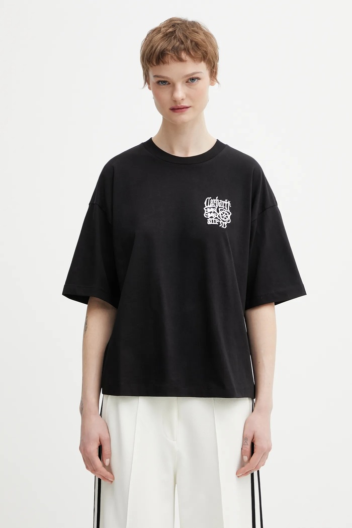 Carhartt WIP cotton t-shirt W SS Signet T-Shirt relaxed black I036035.K02XX