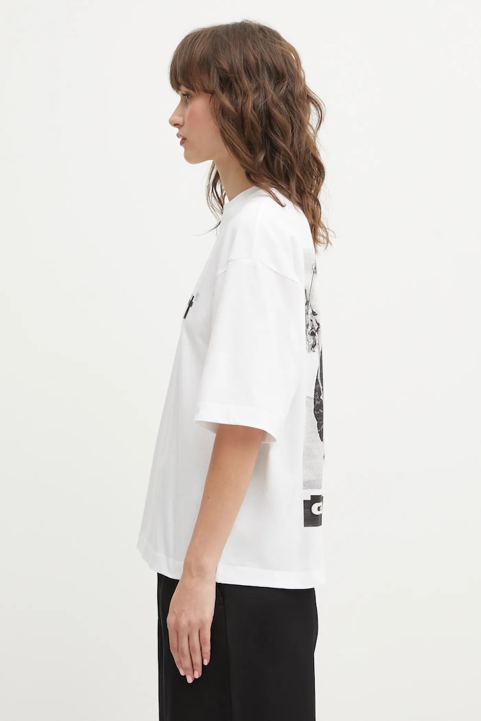Μπλουζάκι Carhartt WIP W SS Archive Script T-Shirt I036042.02XX λευκό SS26