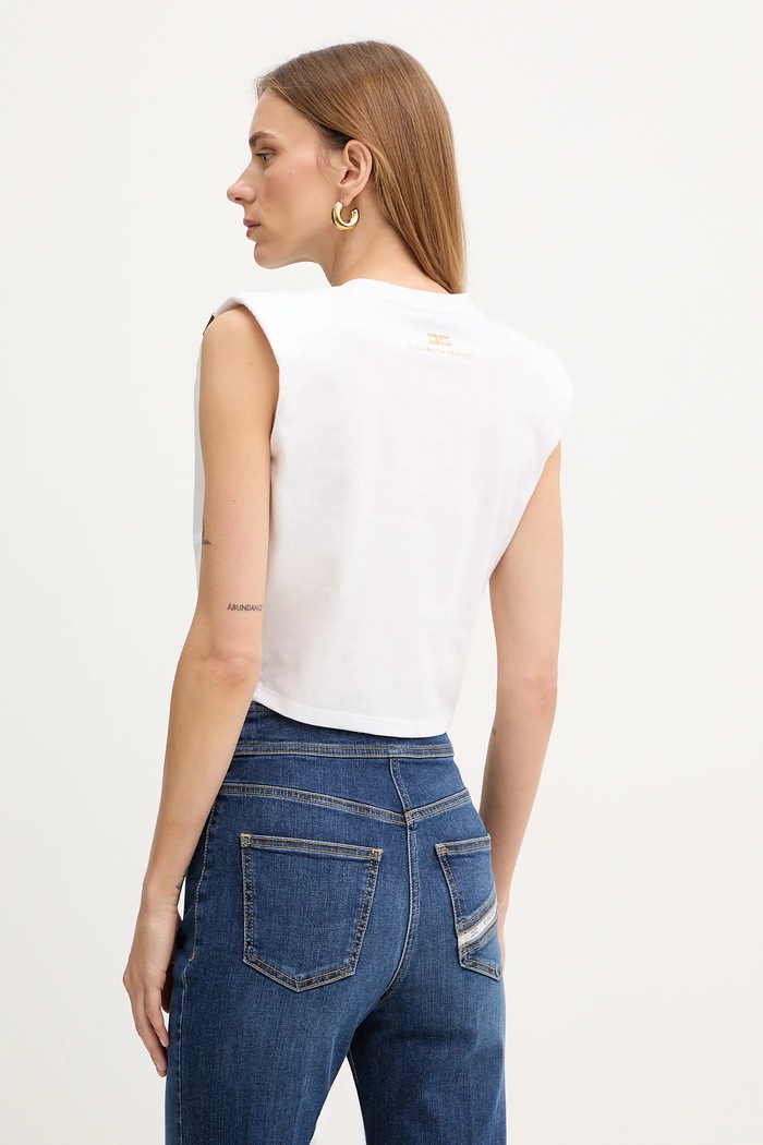 Odjeća Pamučna majica Elisabetta Franchi MA01161E2 bijela