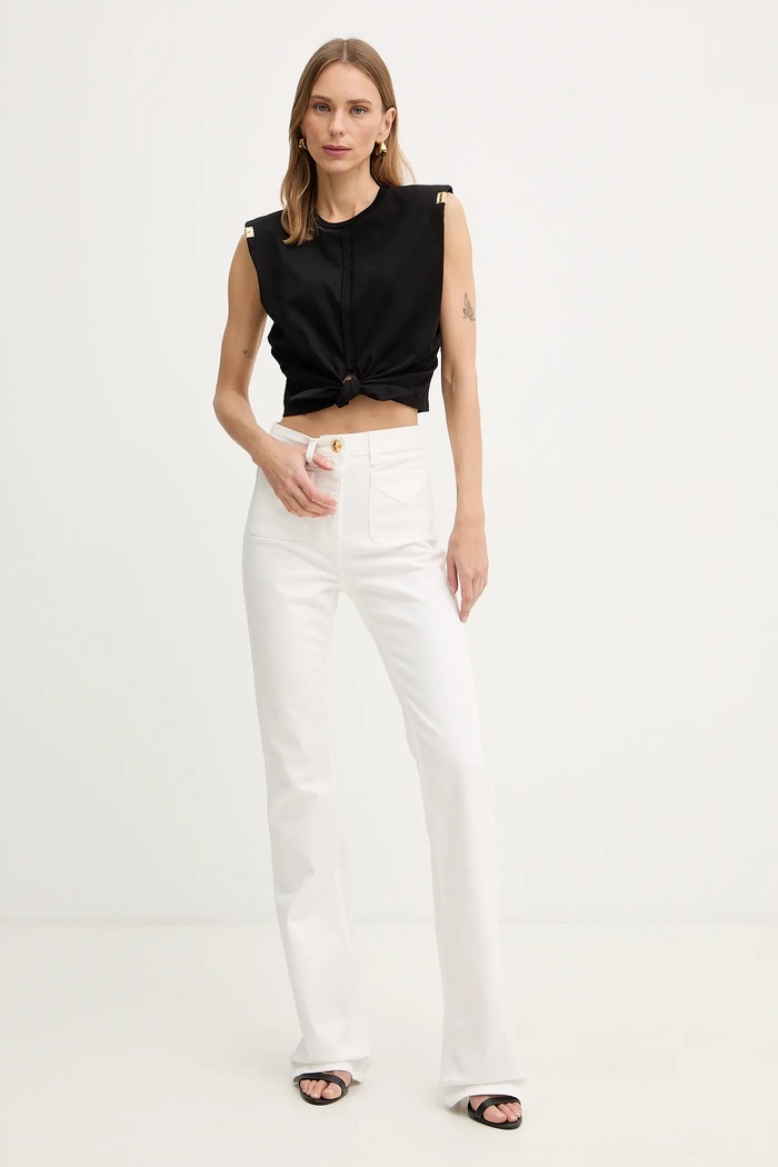 Bavlnená blúzka Elisabetta Franchi MA01161E2 čierna SS26