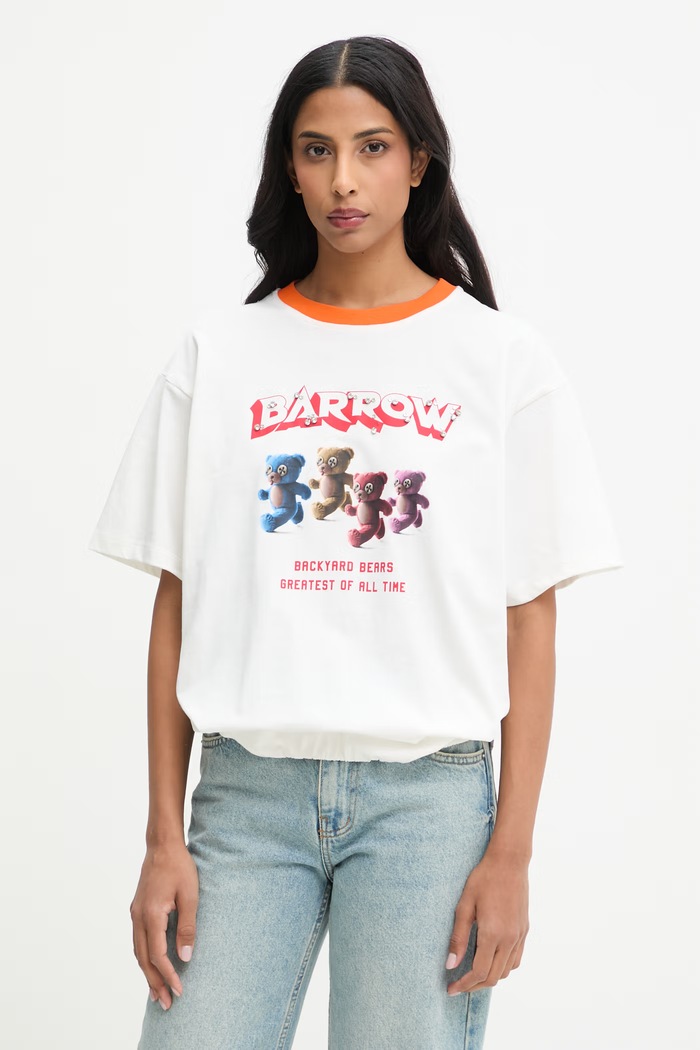 Barrow tricou din bumbac imprimeu bej S6BWWOTH128