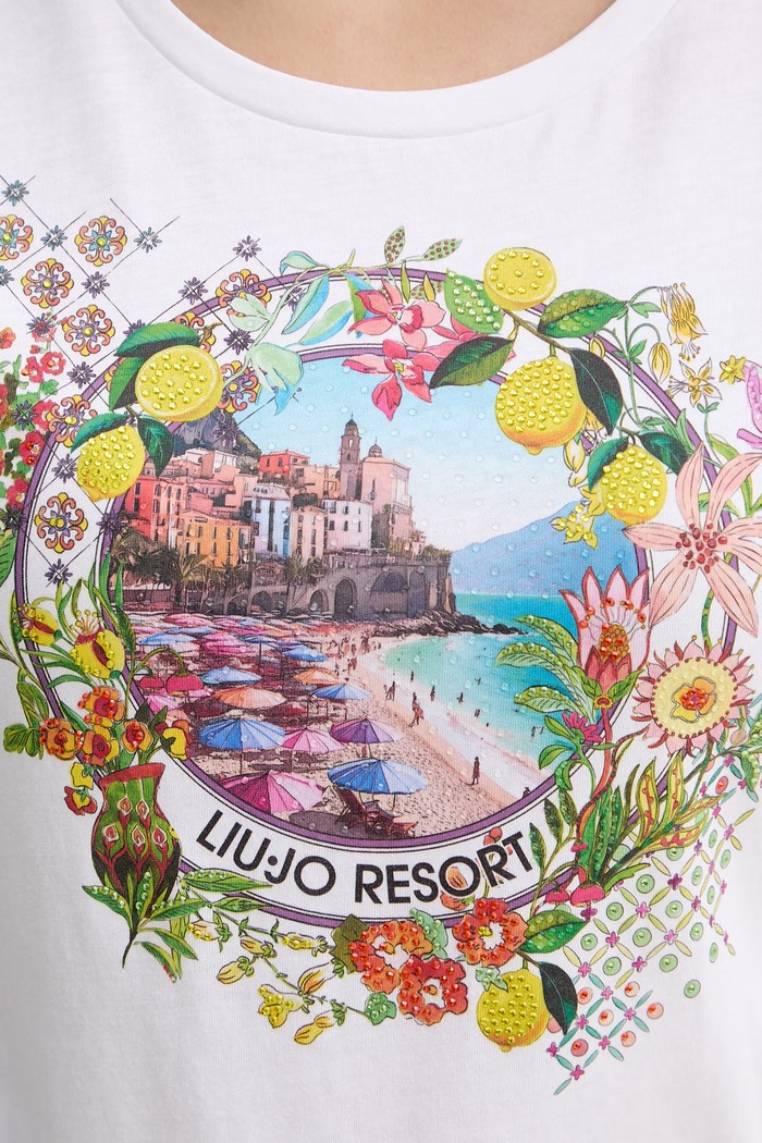 Liu Jo tricou pentru femei, din bumbac WA6476.JS923 alb