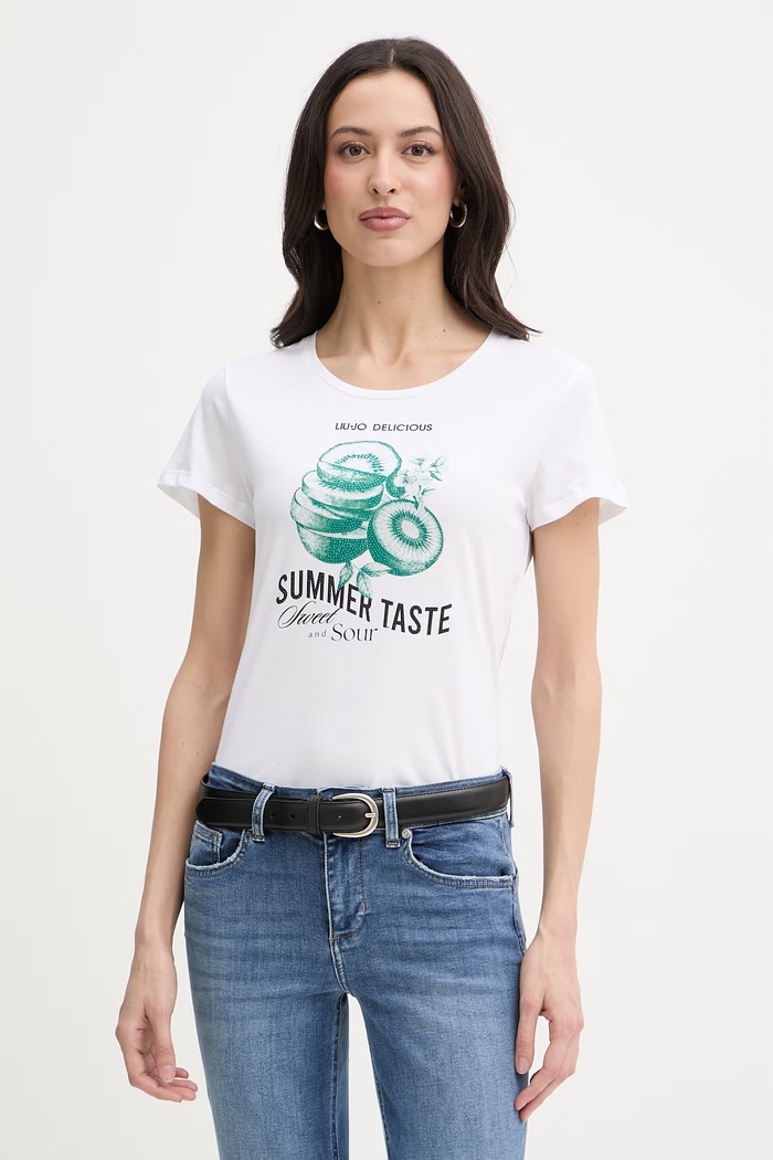 Liu Jo tricou pentru femei, din bumbac alb WA6476.JS923