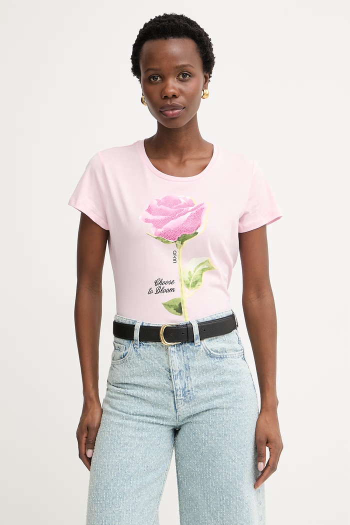 Liu Jo t-shirt Γυναικείο βαμβακερό ροζ WA6477.JS923