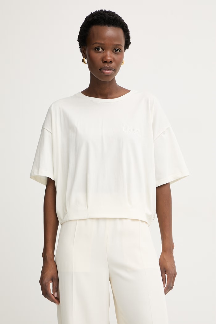 Liu Jo tricou de pentru femei, din bumbac bej TA6119.JS923