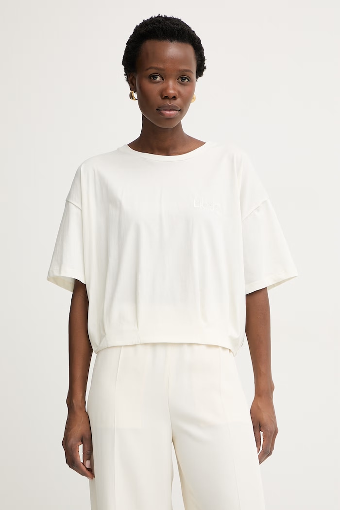 Liu Jo tricou de pentru femei, din bumbac bej TA6119.JS923