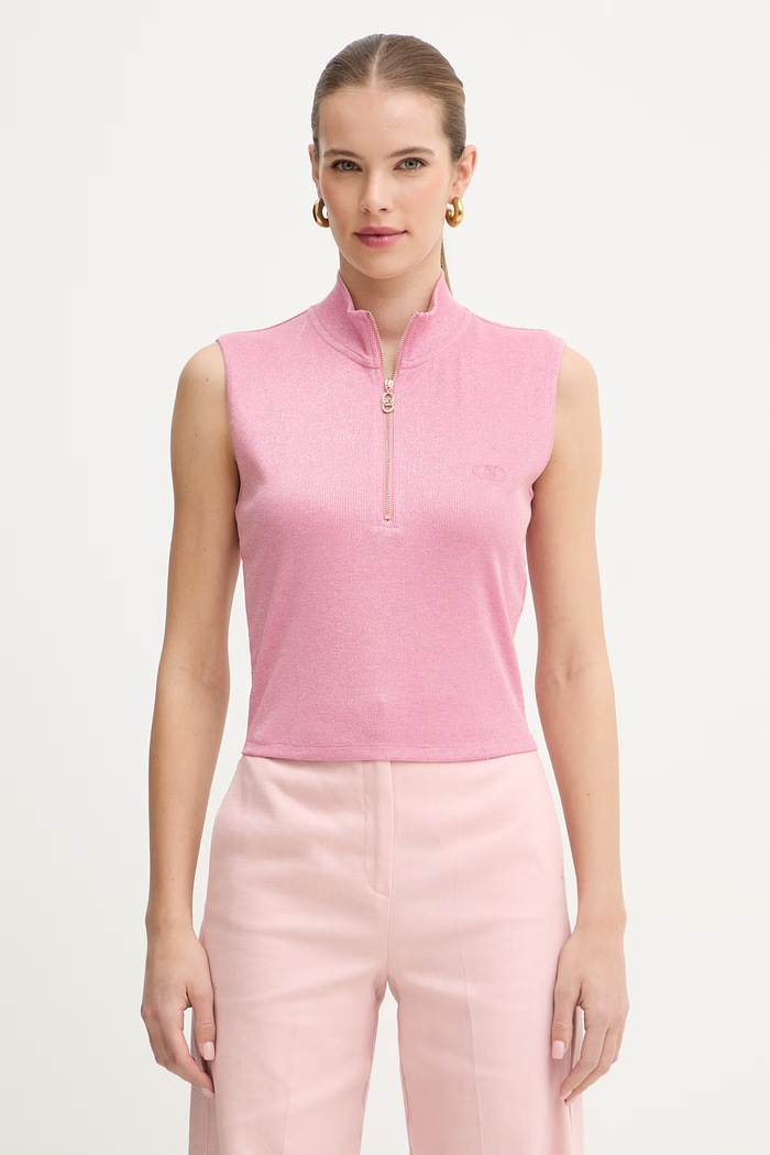 Liu Jo crop top dámsky jednofarebný ružová TA6174.J3845