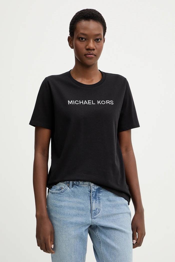 MICHAEL Michael Kors t-shirt bawełniany regular czarny MR651QP97J