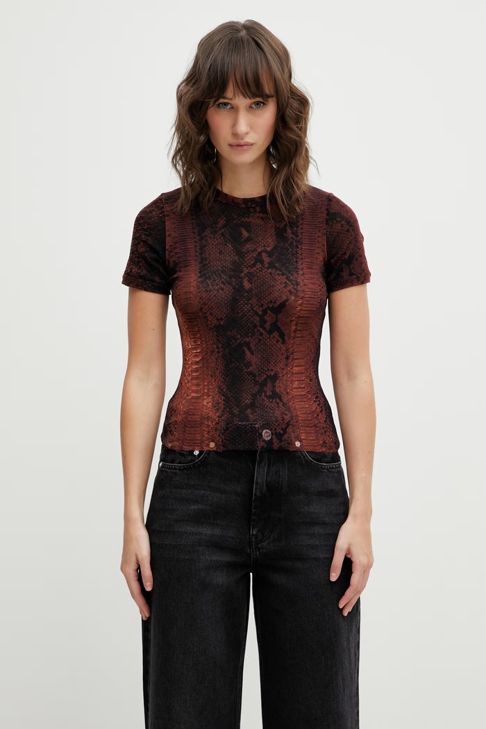 Jean Paul GAULTIER T-shirt Python brązowy 26.01.W.TO411.M012P