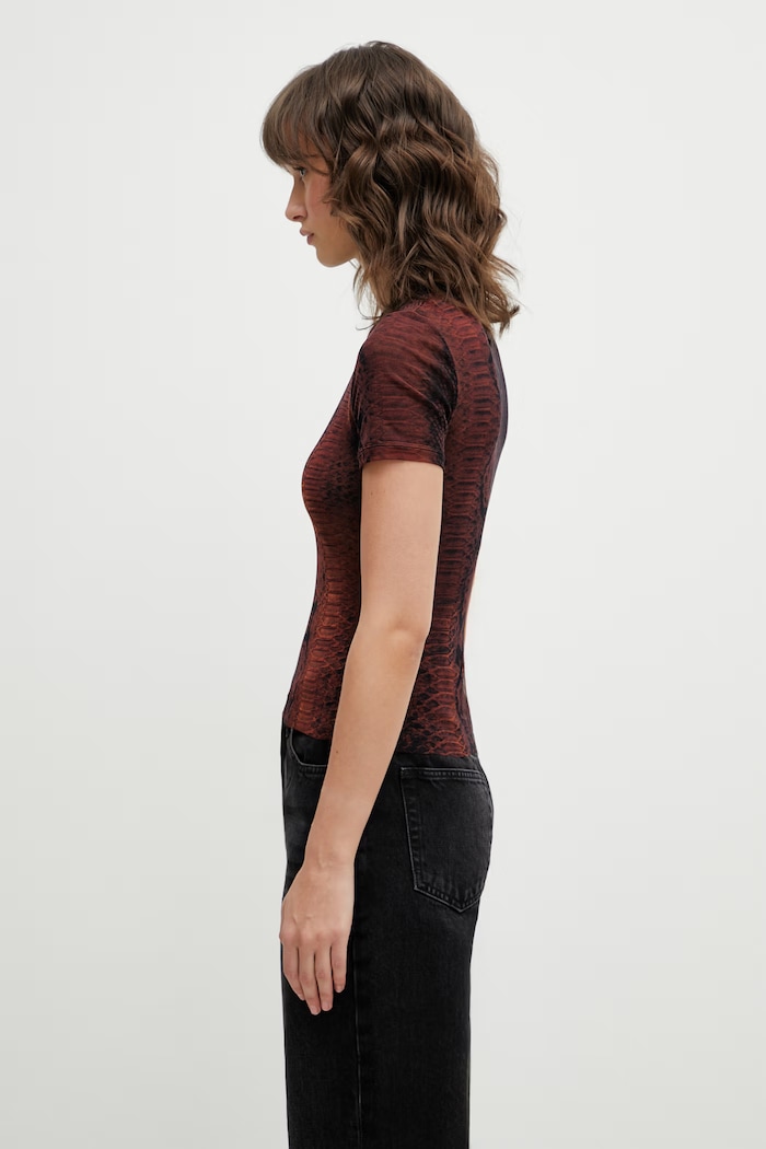 Jean Paul GAULTIER T-shirt Python 26.01.W.TO411.M012P brązowy SS26