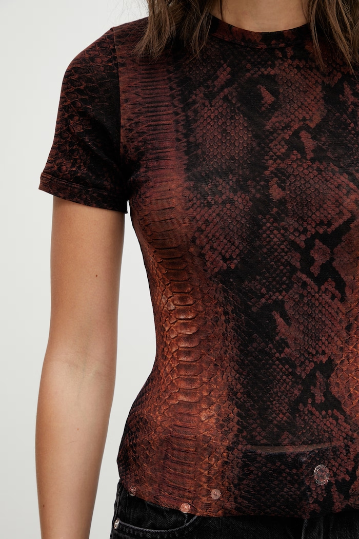 T-shirt Python Jean Paul GAULTIER 26.01.W.TO411.M012P brązowy