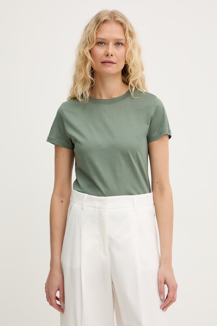 Marella tricou din bumbac MLMEURO uni verde 2613971015200