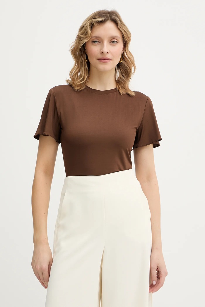 Marella t-shirt ZINNIA elasztánnal barna 2613971024200
