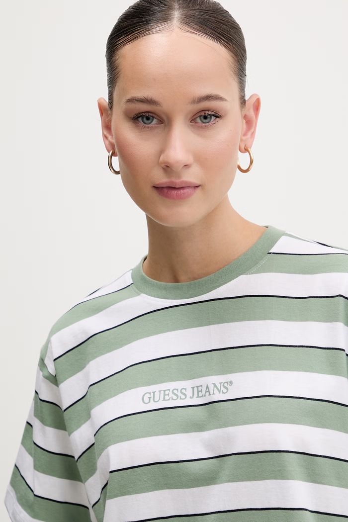 Памучна тениска Guess Jeans зелен W6RI19.K8HM0